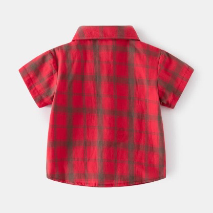 Kid Boy Plaid Short-sleeve Shirt Top - image 4