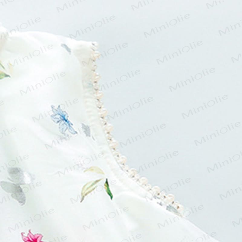 Toddler Girls Pearl Trim Floral Bow Sleeveless Dress - image 7