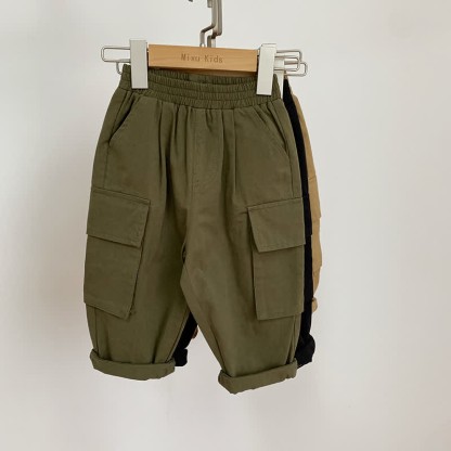 Toddler Boy Worker Solid Color Pants - Green - 9-11T - image 9