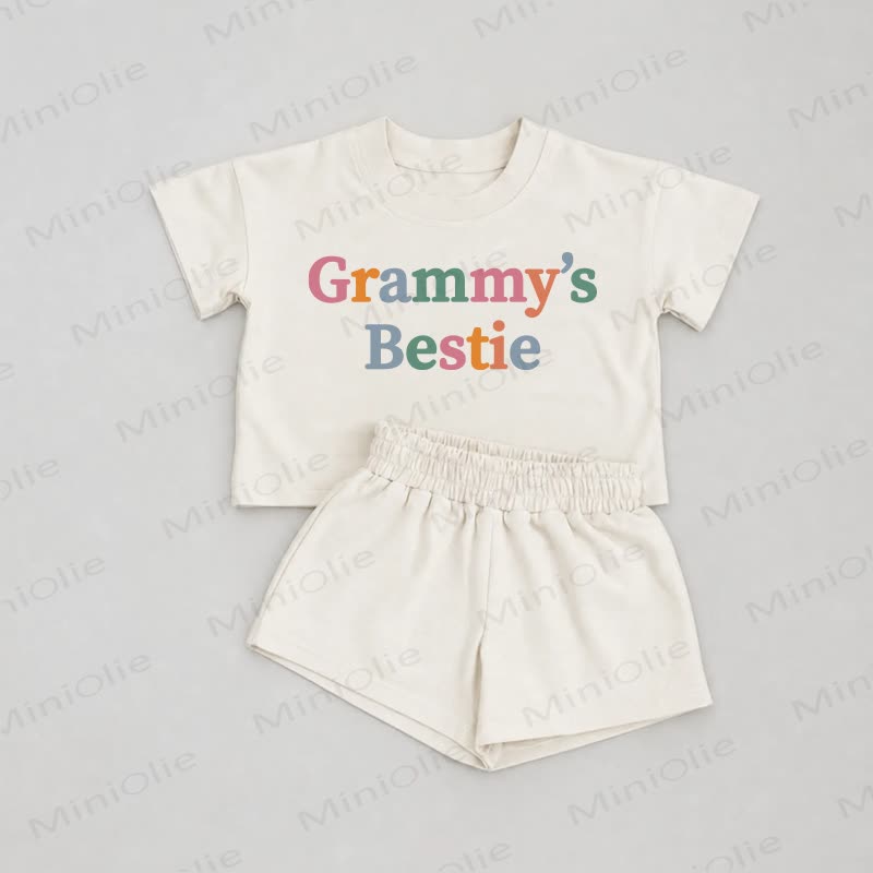GRAMMY'S BESTIE Baby White Tee and Shorts 2-piece Set - White - 2-3T - image 1