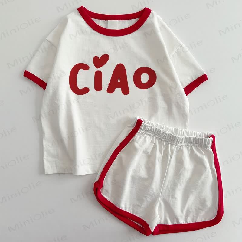 CIAO Baby T-shirt and Shorts 2-Piece Set - White&Red - 3-5T - image 1