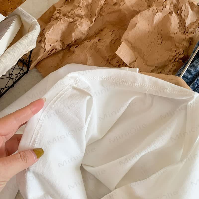 Kid Smile Face White Simple T-Shirt - image 12