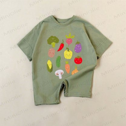 Baby Green Vegetable Print Romper - Green - 18-24M - image 1