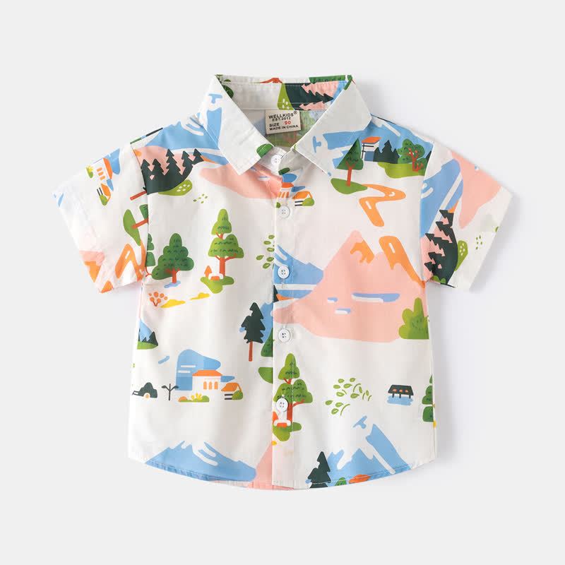 Kid Boy Cartoon Printed Shirt Top - Tree - 8Y - image 4
