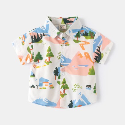 Kid Boy Cartoon Printed Shirt Top - Tree - 8Y - image 4