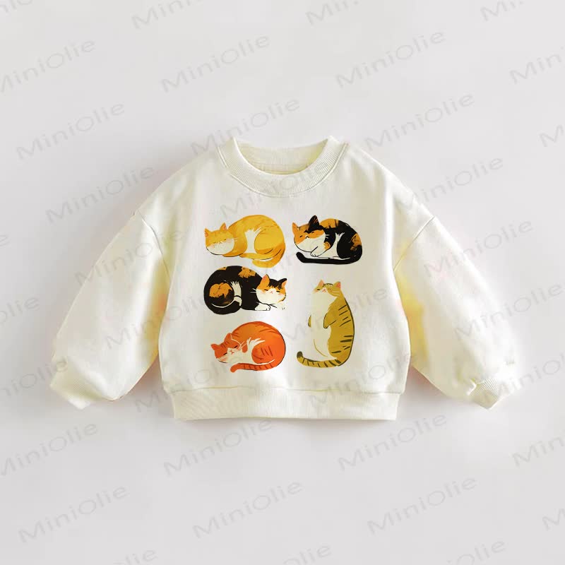 Baby Toddler Cat Print Sweatshirt - Cream - 3-5T - image 1