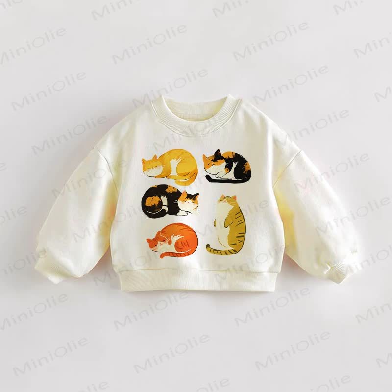 Baby Toddler Cat Print Sweatshirt - Cream - 3-5T - image 1