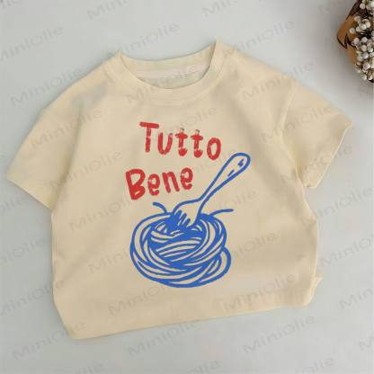 TUTTO BENE Toddler Boys Pasta Print Khaki T-shirt - Khaki - 6-7T - image 1