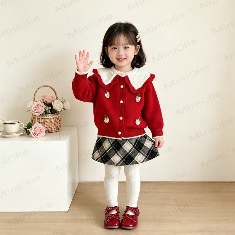 Toddler Girl Strawberry Knit Cardigan and Skirt 2-piece Set - Red - 7-8Y - image 3
