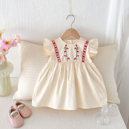 Toddler Embroidered Strawberry Ruffle Sleeves Dress - image 24