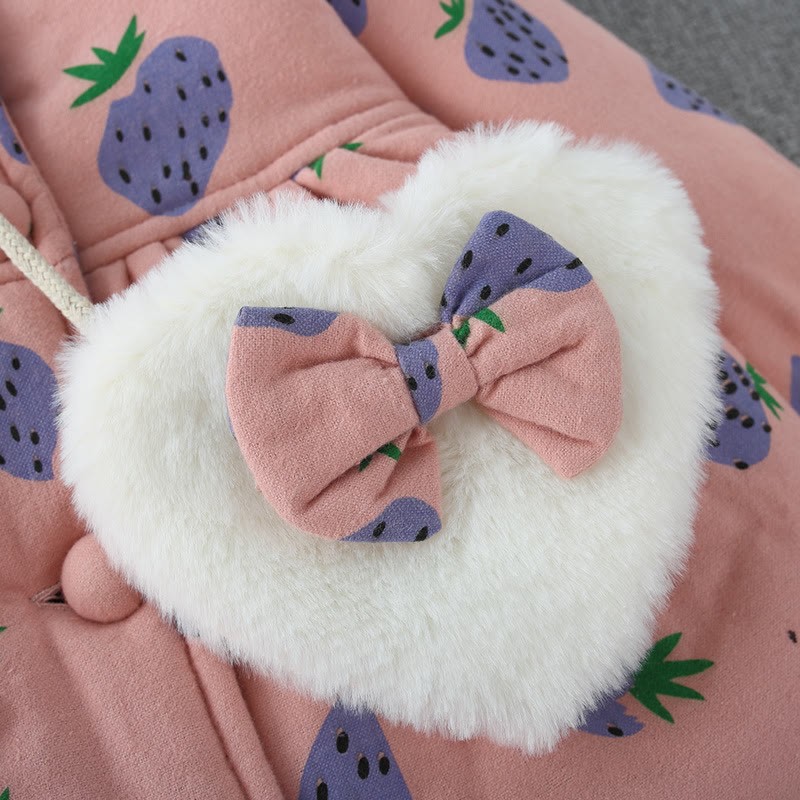 Toddler Cherry Strawberry Fleece Lined Coat with Bag - image 13