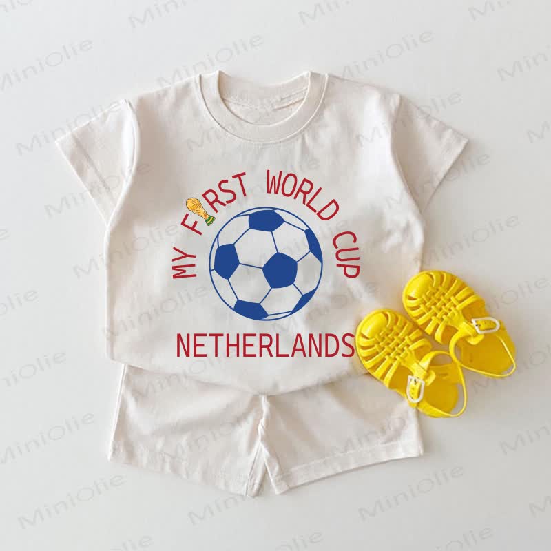 MY FIRST WORLD CUP NETHERLANDS Baby Football Print White 2-piece Set - White - 18-24M - image 1