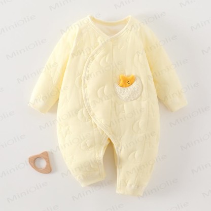 Baby Star Moon Cute Quilted Cotton Romper - Yellow - 18-24M - image 9