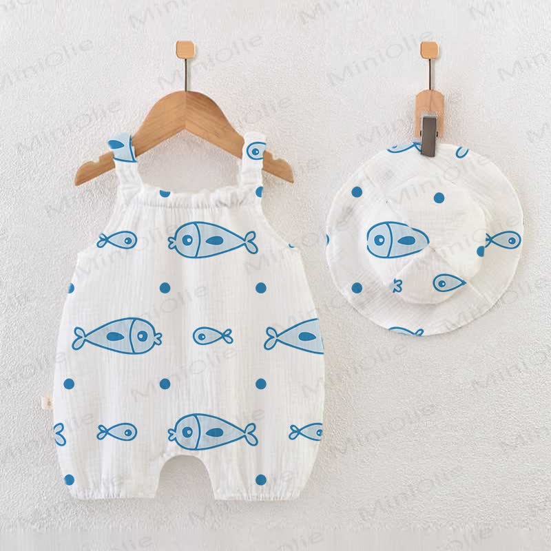 Baby White Fish Romper with Hat - White - 18-24M - image 1