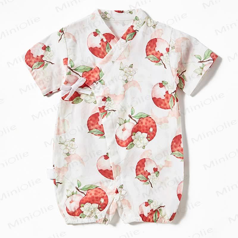 Baby Fruit Print Wrap Romper - Lychee - 18-24M - image 4