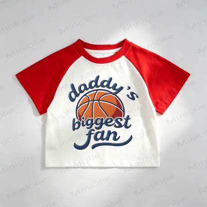 DADDY'S BIGGEST FAN Toddler Basketball Red Raglan T-shirt - Red - 8T - image 1