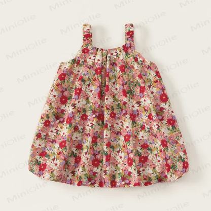 Toddler Cute Red Flower Suspenders Dress - image 4