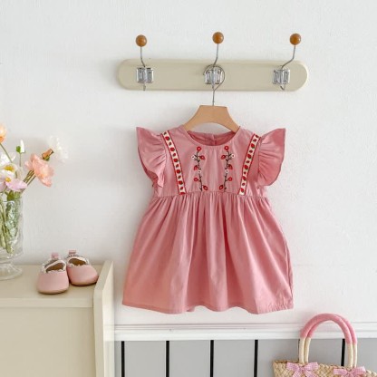 Toddler Embroidered Strawberry Ruffle Sleeves Dress - image 15