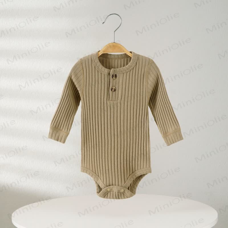 Baby Ribbed Solid Color Button Bodysuit - Green - 18-24M - image 3