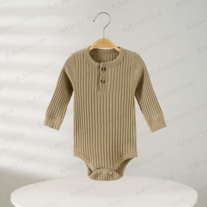 Baby Ribbed Solid Color Button Bodysuit - Green - 18-24M - image 3