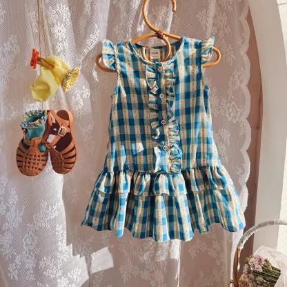 Toddler Heart Flower Plaid Ruffled Dress - image 12