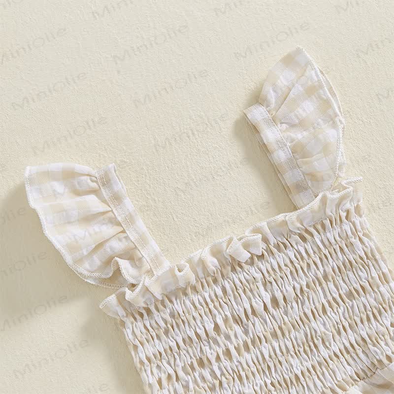 Baby Toddler Plaid Flutter Sleeves Romper - image 4