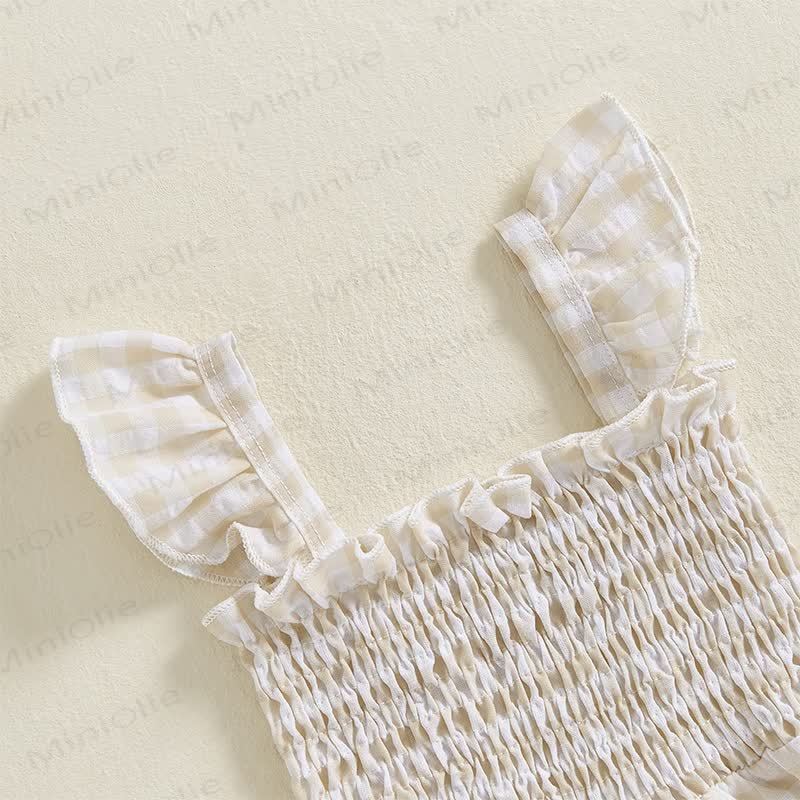 Baby Toddler Plaid Flutter Sleeves Romper - image 4