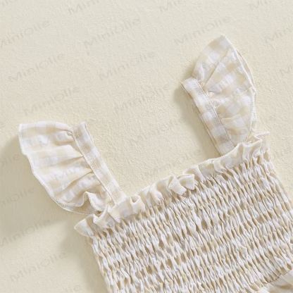 Baby Toddler Plaid Flutter Sleeves Romper - image 4