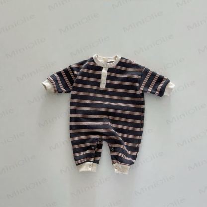 Baby Stripe Henley Romper - Brown - 18-24M - image 6