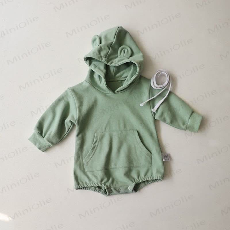 Baby Cute Bear Ears Hooded Bodysuit - Green - 18-24M - image 3