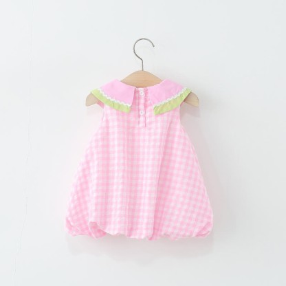 Baby Watermelon Plaid Sleeveless Lovely Dress - image 10