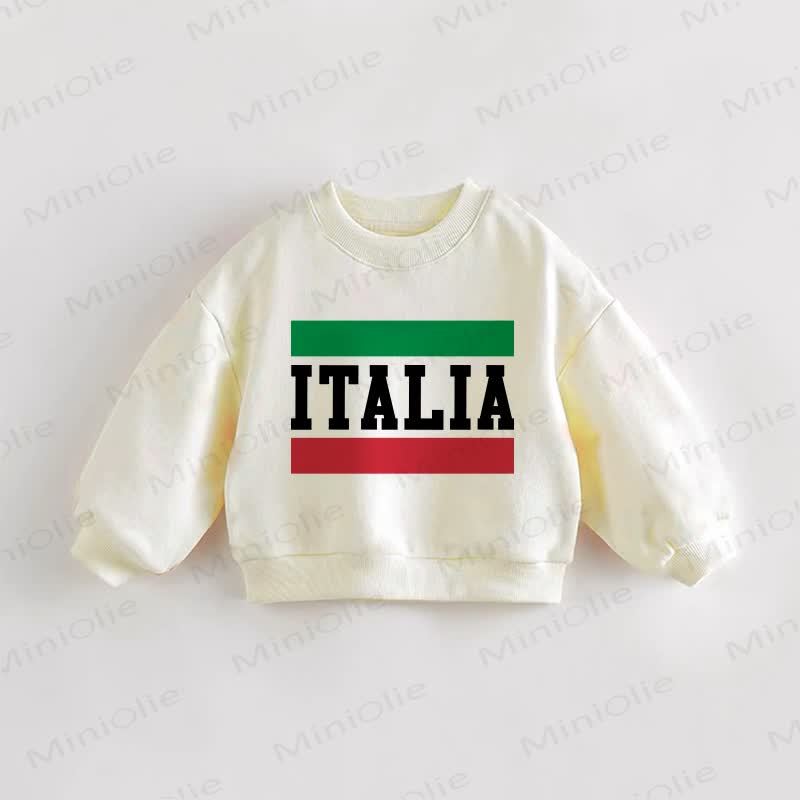 ITALIA Baby Toddle Italian Flag Sweatshirt - Cream - 3-5T - image 1