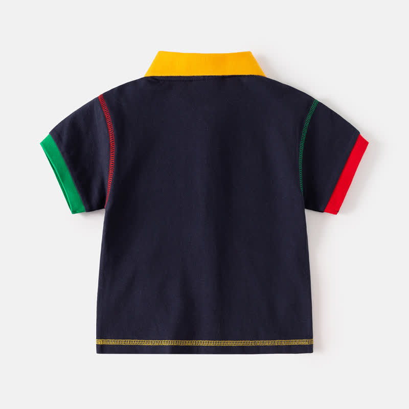 Kid Boy Embroidered Dinosaur Truck Polo Shirt - image 5