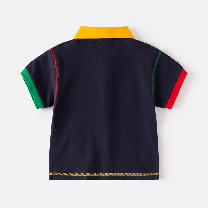 Kid Boy Embroidered Dinosaur Truck Polo Shirt - image 5