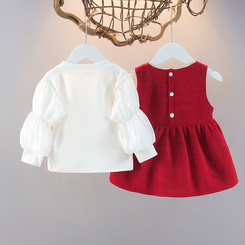 Baby Toddler Bunny Bow Red Dress - image 4