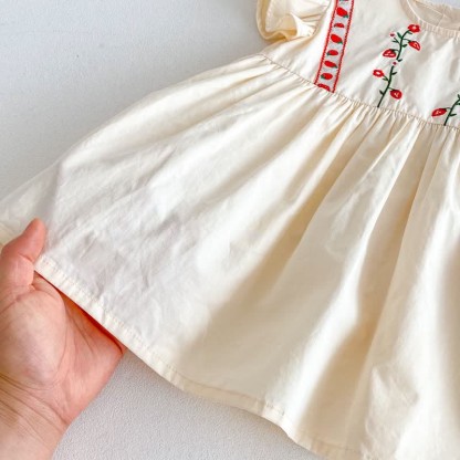 Toddler Embroidered Strawberry Ruffle Sleeves Dress - image 13