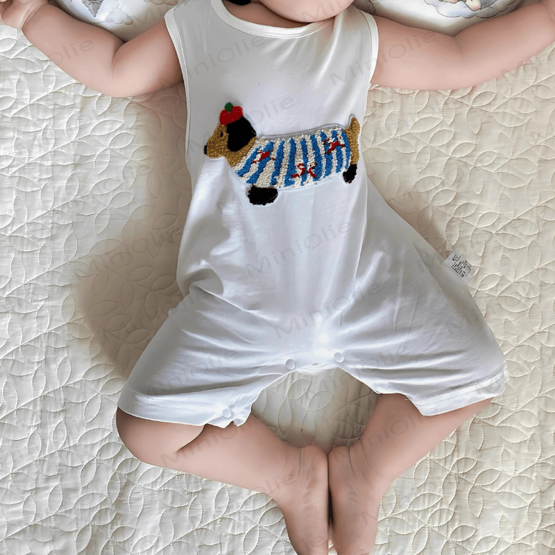 Baby Dachshund Patch Sleeveless Romper - image 7
