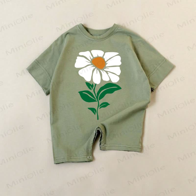 Baby White Flower Green Romper - Green - 18-24M - image 1