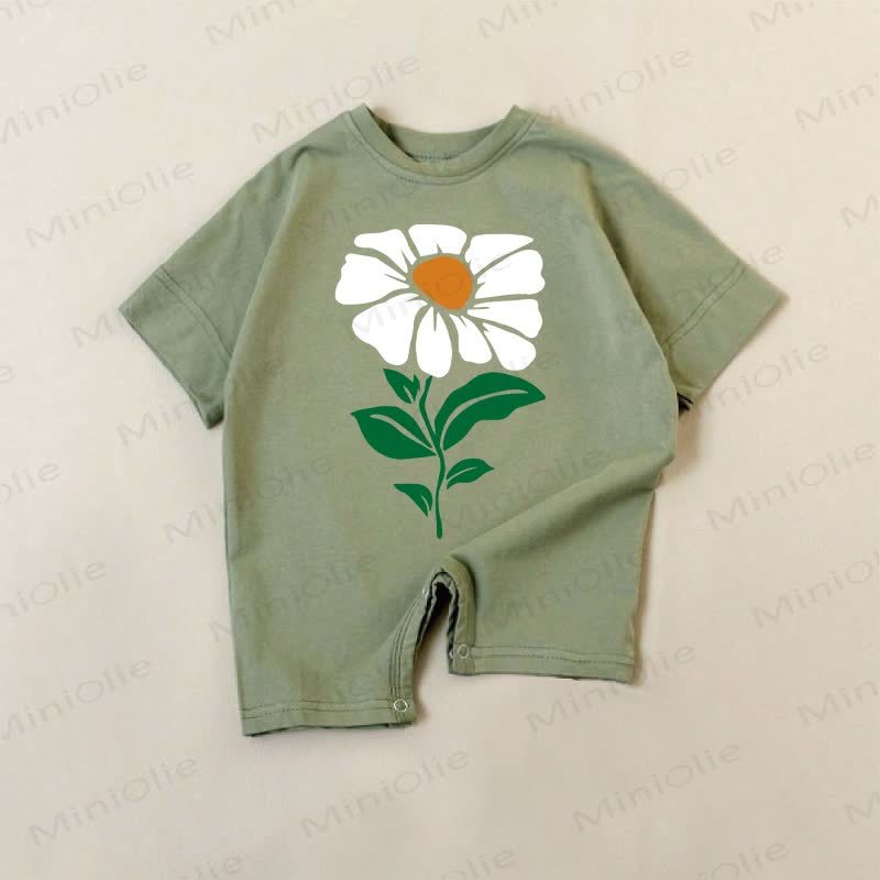 Baby White Flower Green Romper - Green - 18-24M - image 1