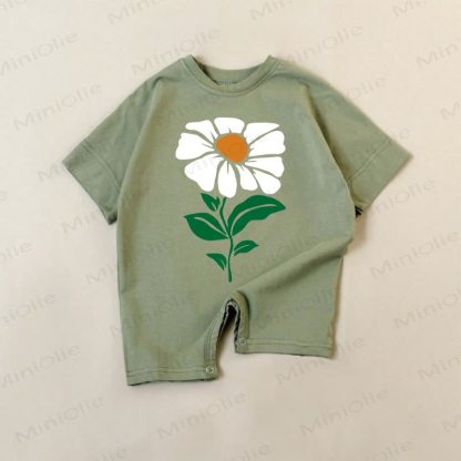 Baby White Flower Green Romper - Green - 18-24M - image 1