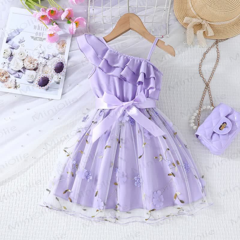 Toddler Flower Bow Tulle Charming Dress - Purple - 10Y - image 10