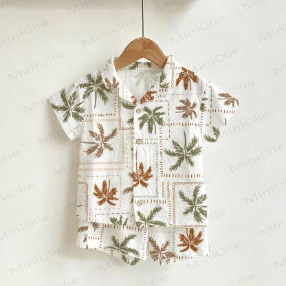 Baby Toddler Tree Print Shirt and Shorts 2-piece Set - White - 4-5T - image 1