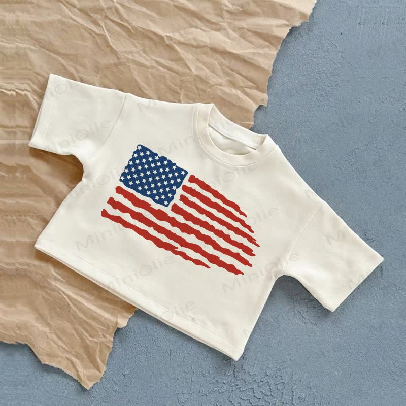 Baby American Flag Casual T-Shirt - White - 2-3T - image 1