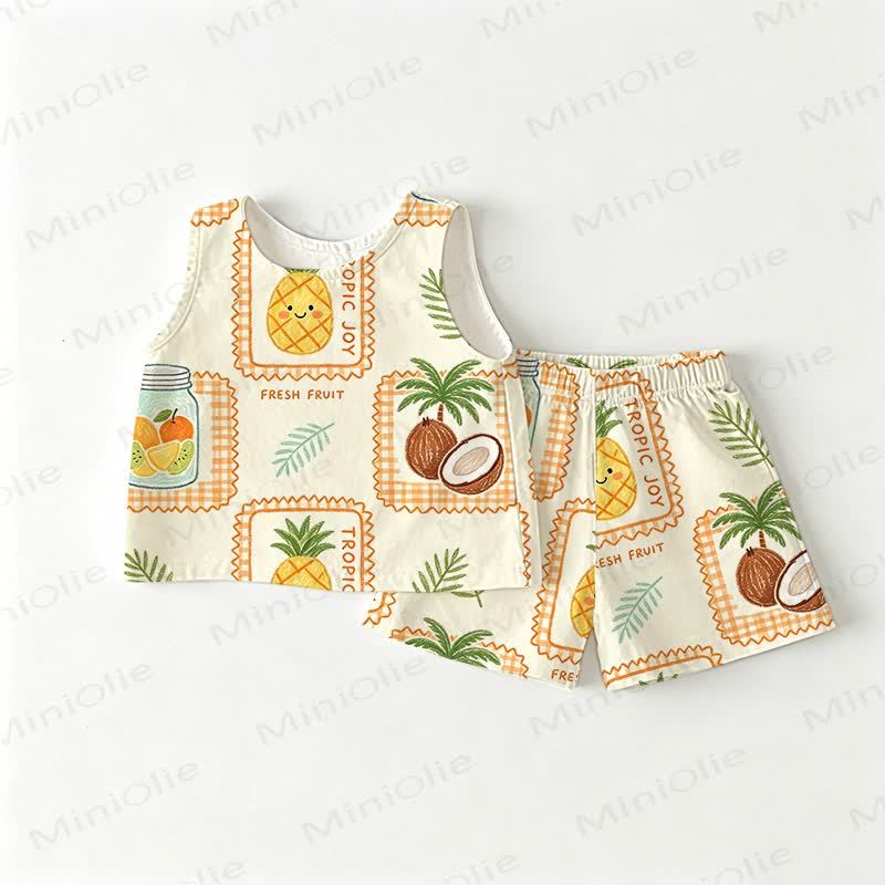 TROPIC JOY FRESH FRUIT Baby Toddler Pepper Tomato Sleeveless 2-piece Set - White - 3-4T - image 1