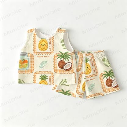 TROPIC JOY FRESH FRUIT Baby Toddler Pepper Tomato Sleeveless 2-piece Set - White - 3-4T - image 1