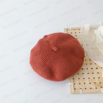 Baby Solid Color Cute Knitted Beret Hat - Red - 6M-4T - image 8