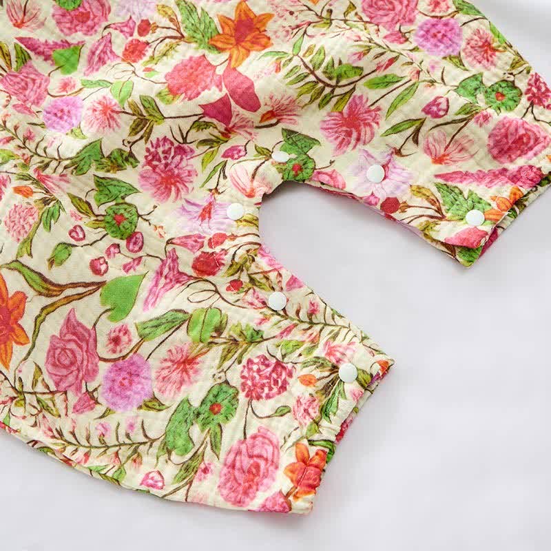 Baby Spring Red Floral Romper With Hat - image 6