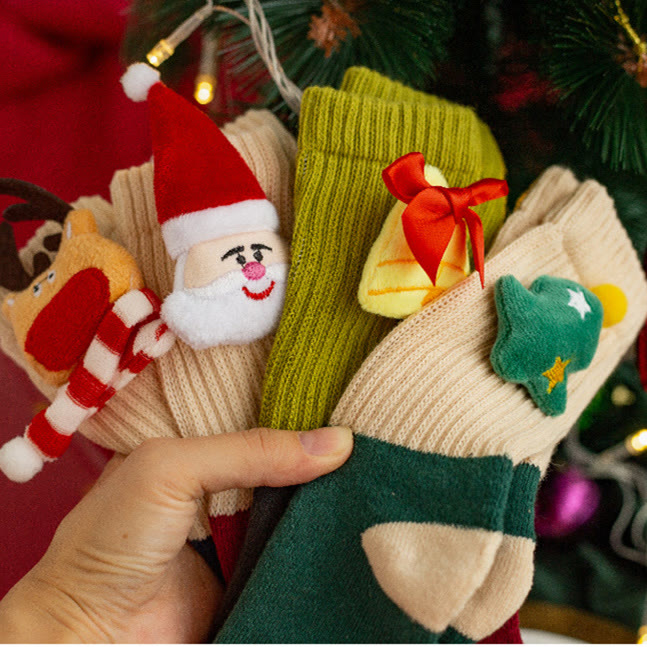 Baby Christmas 3D Doll Warm Floor Socks