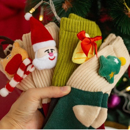 Baby Christmas 3D Doll Warm Floor Socks