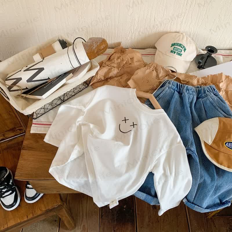 Kid Smile Face White Simple T-Shirt - Center Smiley - 12Y - image 9